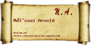 Mácsai Arnold névjegykártya